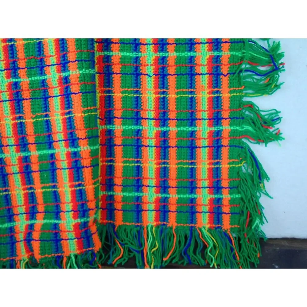 Crochet Knitted Throw‎ Blanket Handmade Granny Multicolour Boho 60 X 48”